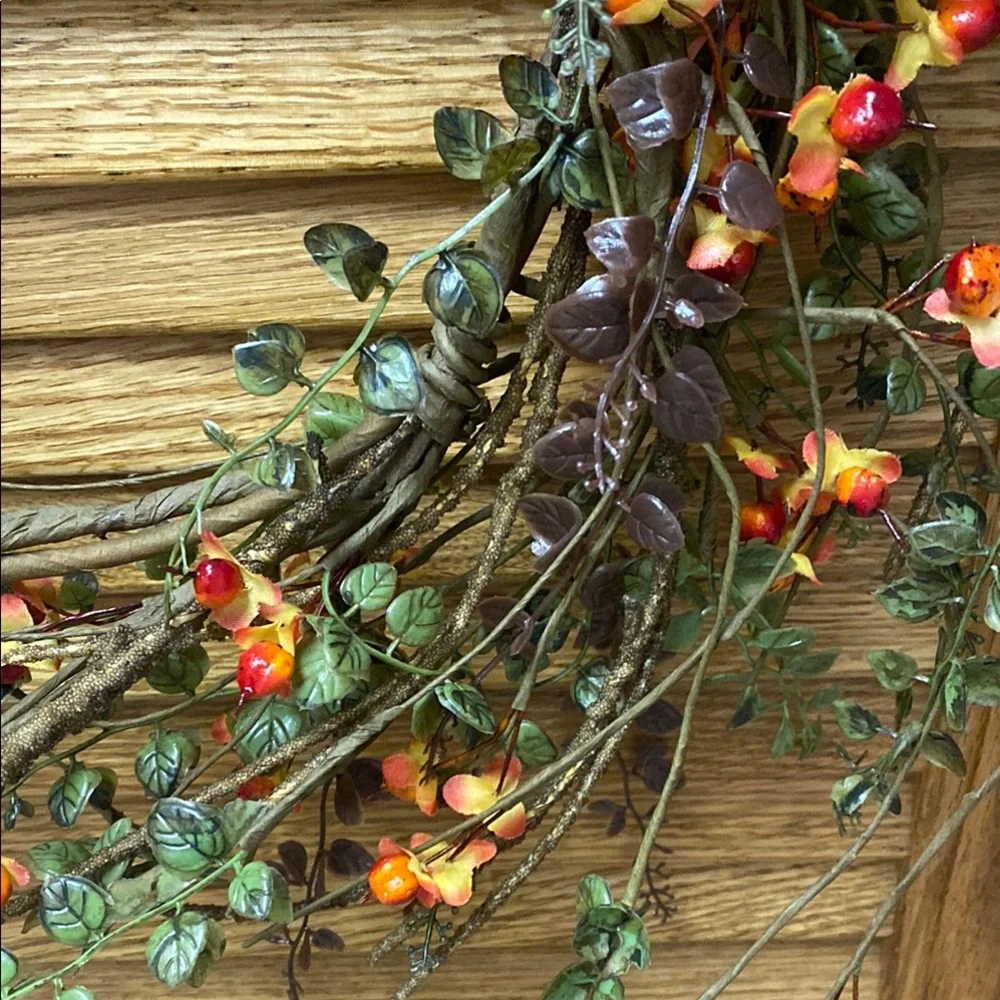 Floral Bittersweet Wreath with Orange and Green Accents
